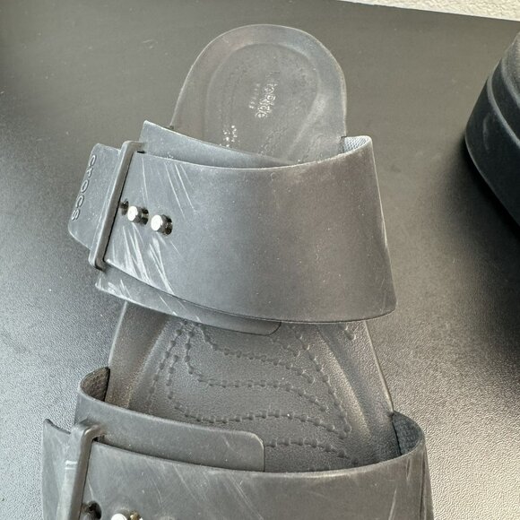 CROCS Black Platform Sandals - Picture 3 of 9